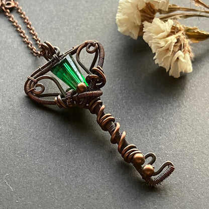 FREEDOM copper green key pendant