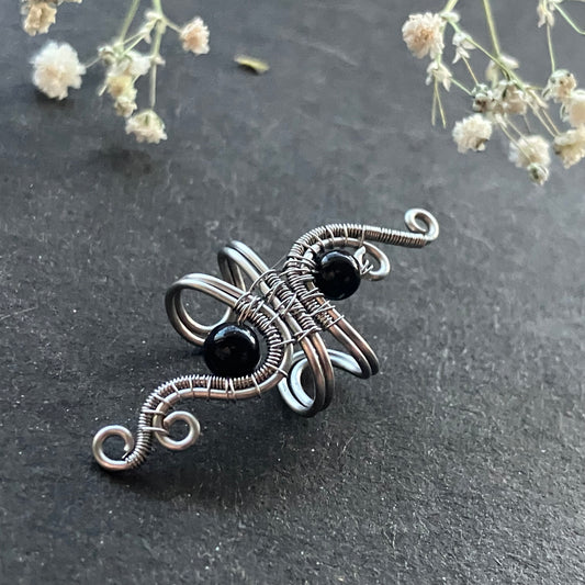 Stainless steel onyx ear cuff