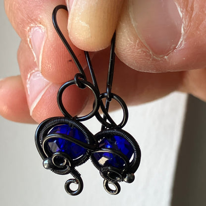 Black blue earrings