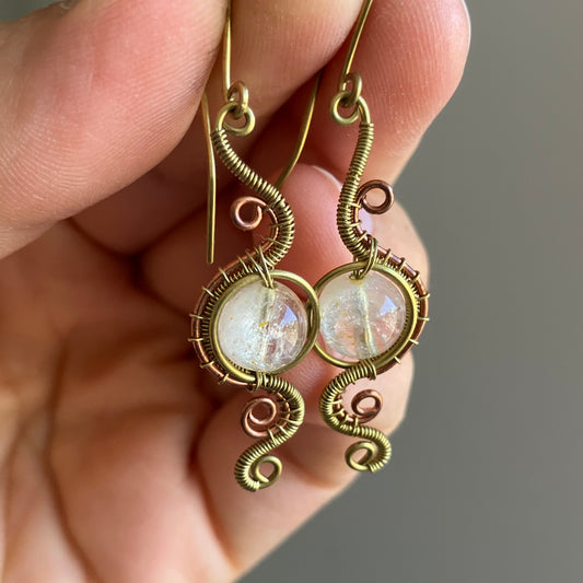 Brass copper citrin earrings