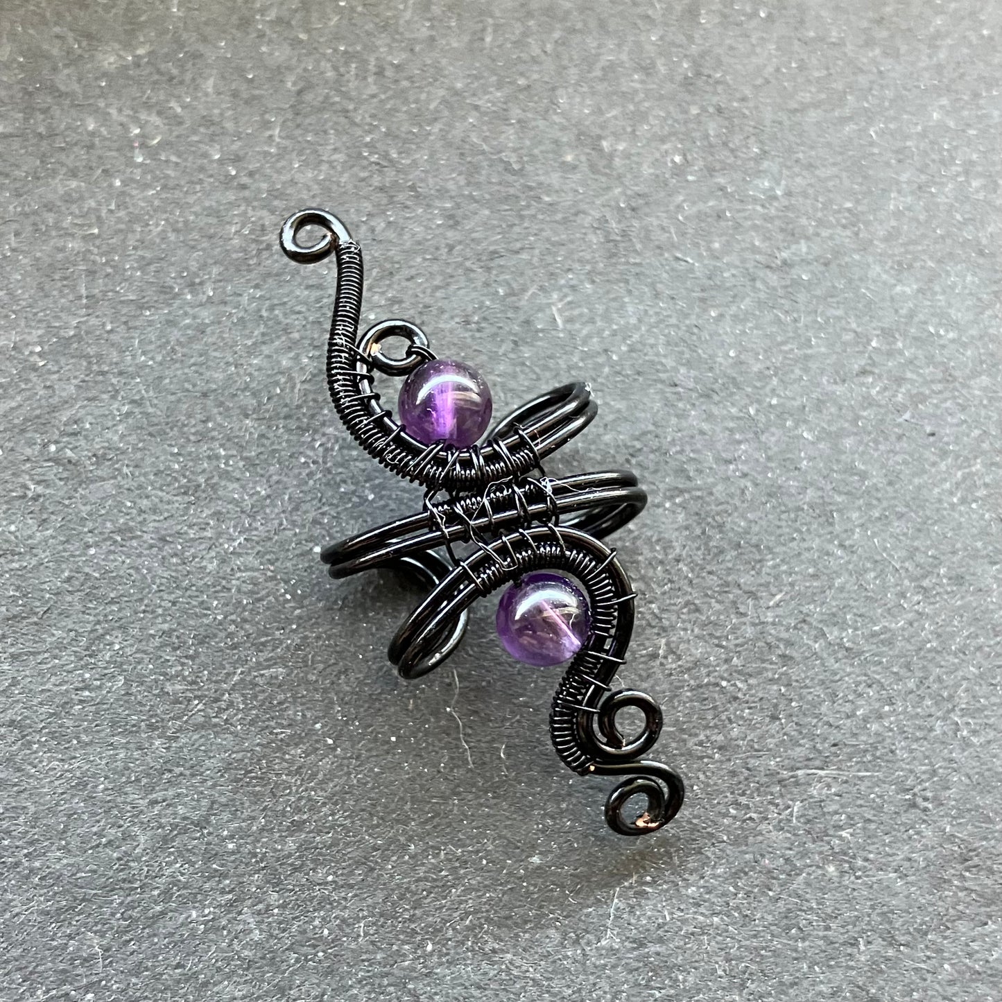 Magic Garden black amethyst ear cuff