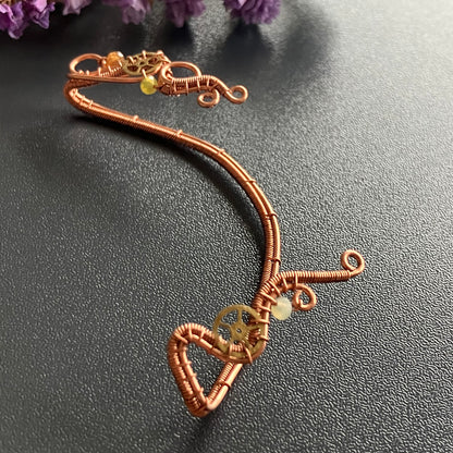 Copper steampunk yellow opal hessonite ear wrap