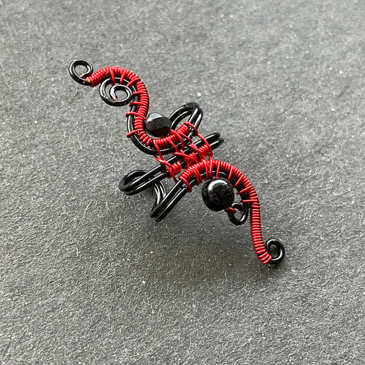 Black red and black ear cuff