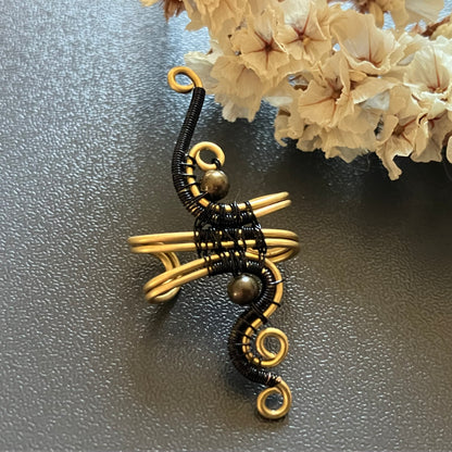 PHOENIX brass black ear cuff
