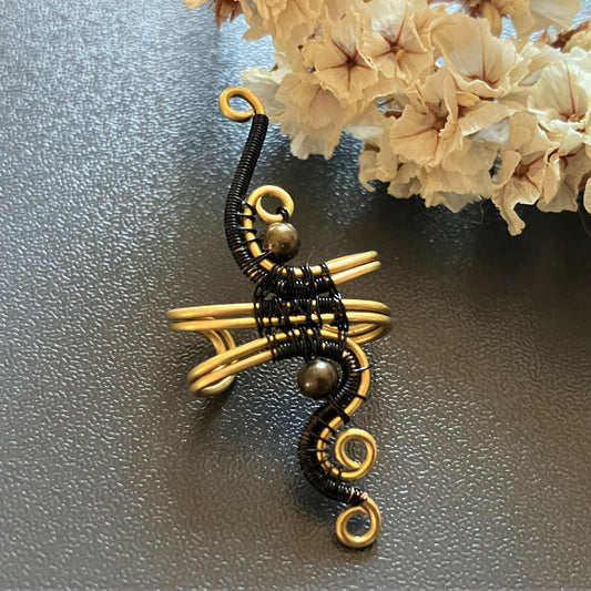 PHOENIX brass black ear cuff