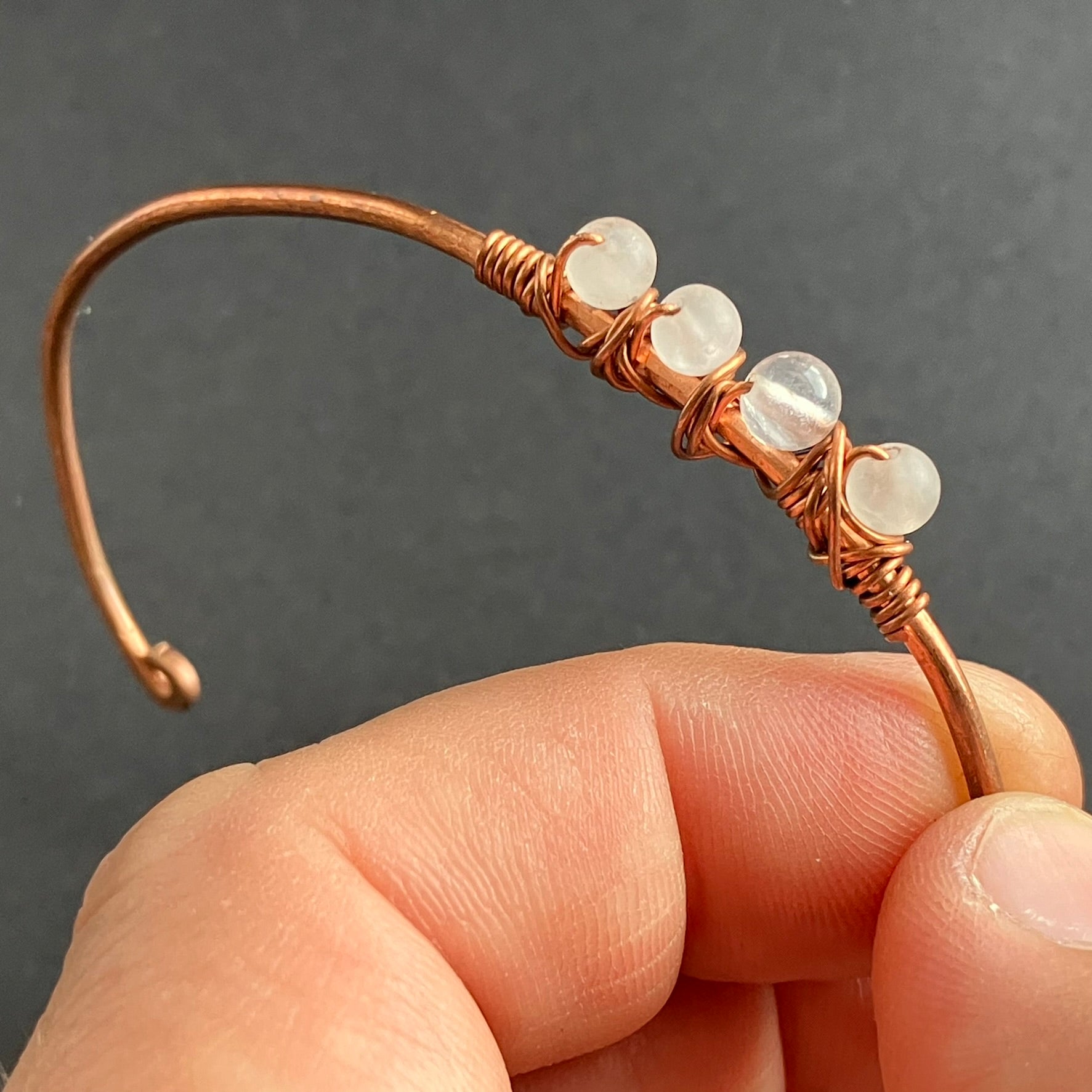 Copper rose quartz bracelet