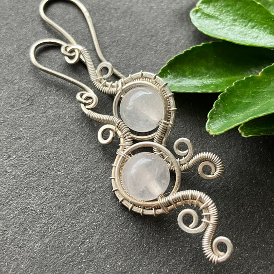 Sterling silver and rose quartz earrings