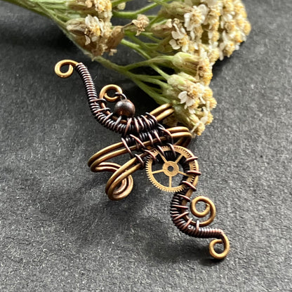 Brass copper steampunk ear cuff