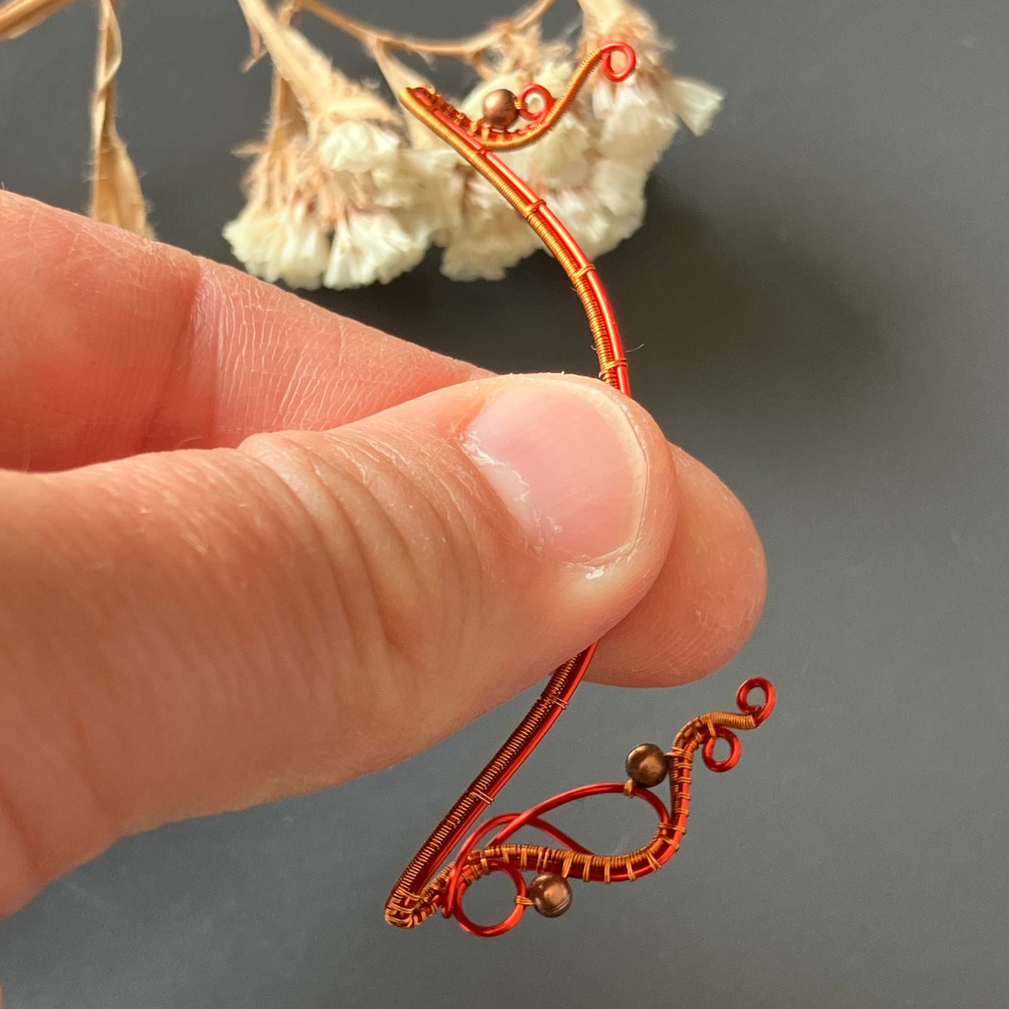 Red and copper ear wrap