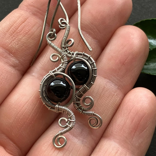 Sterling silver black turmalin earrings