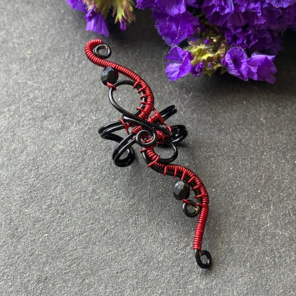 Black and red no piercing ear cuff