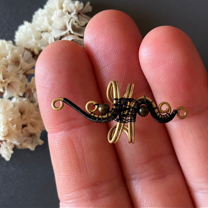 PHOENIX brass black ear cuff