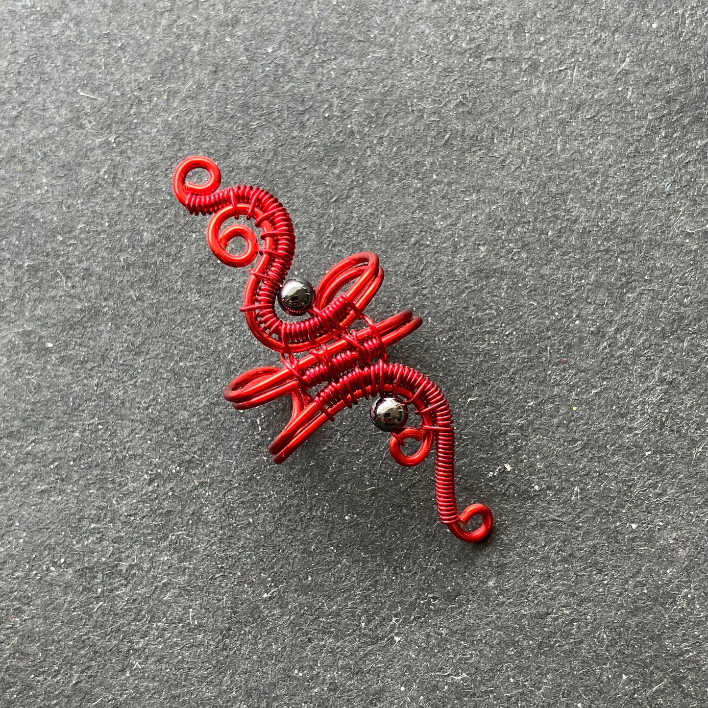 Red gray ear cuff