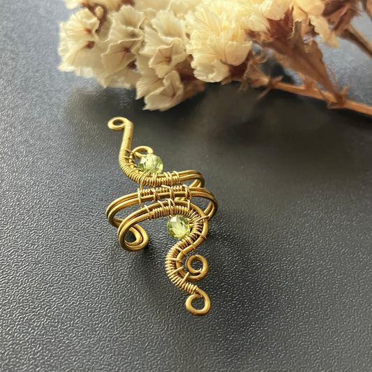 Brass peridot ear cuff