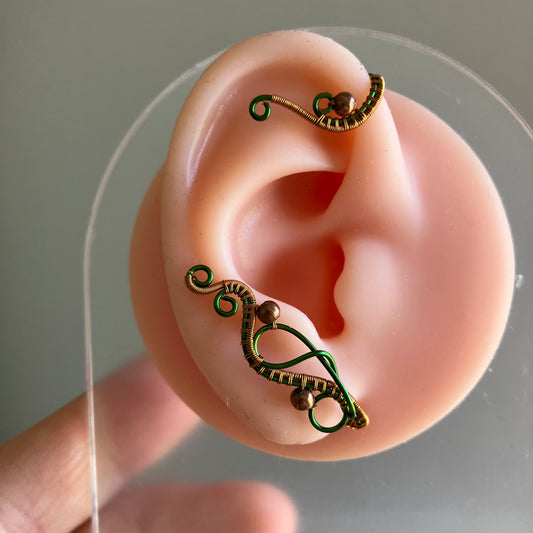 Green and copper ear wrap