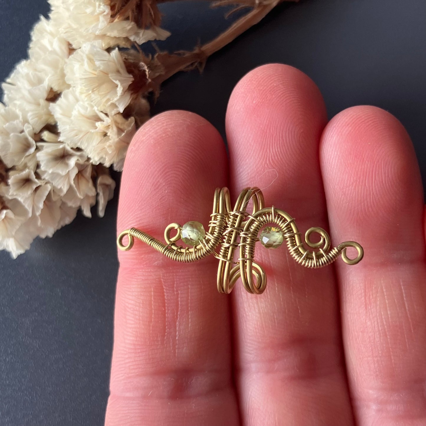Brass peridot ear cuff