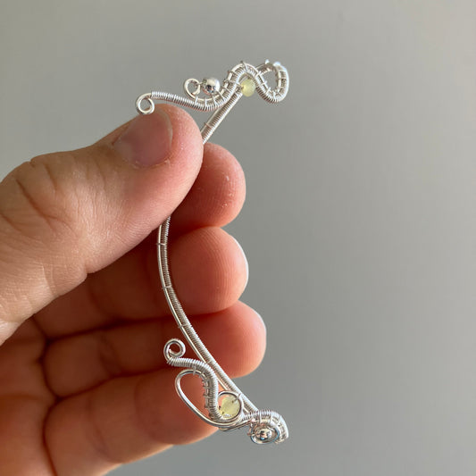 Silverplated yellow opal ear wrap