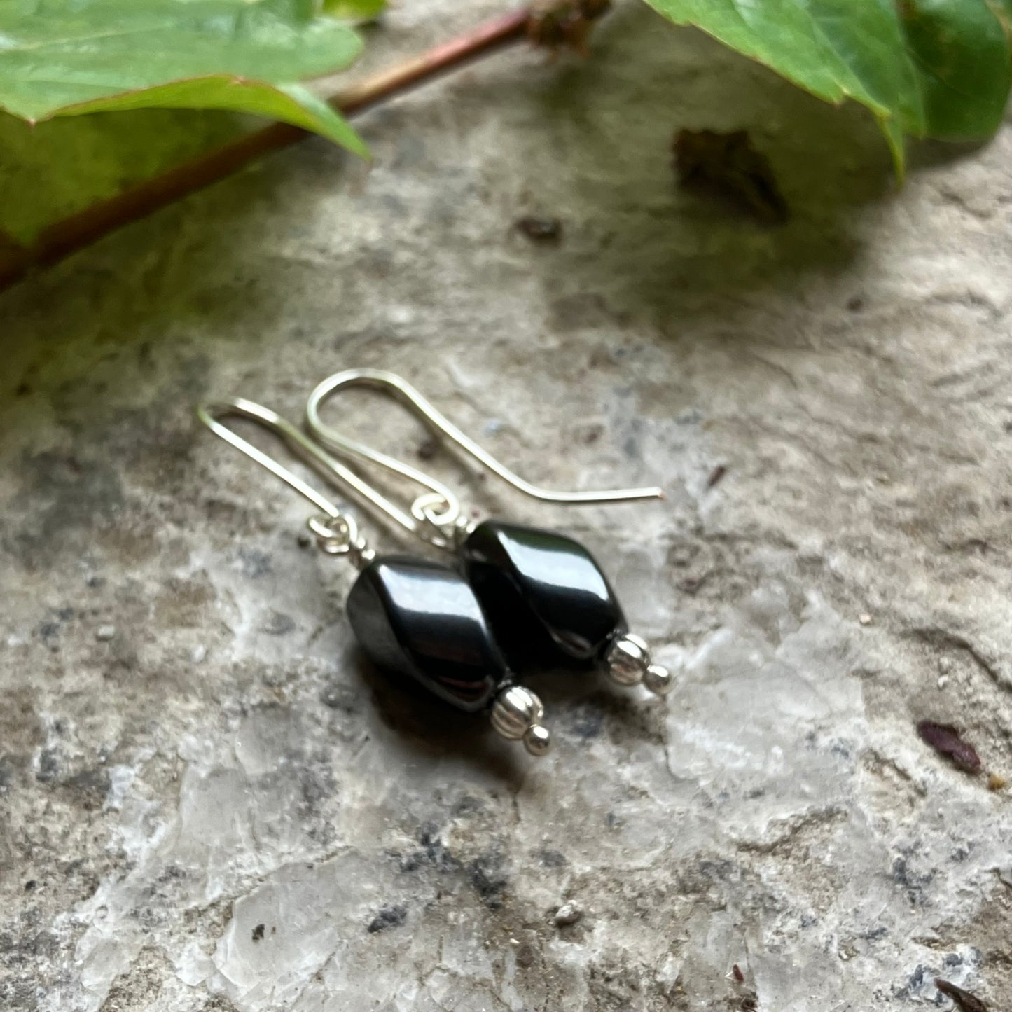 Silver hematite earrings
