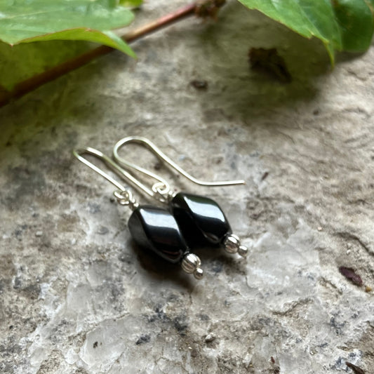 Silver hematite earrings