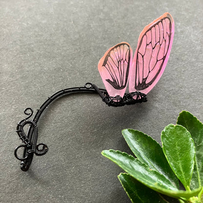 Black and pink butterfly ear wrap