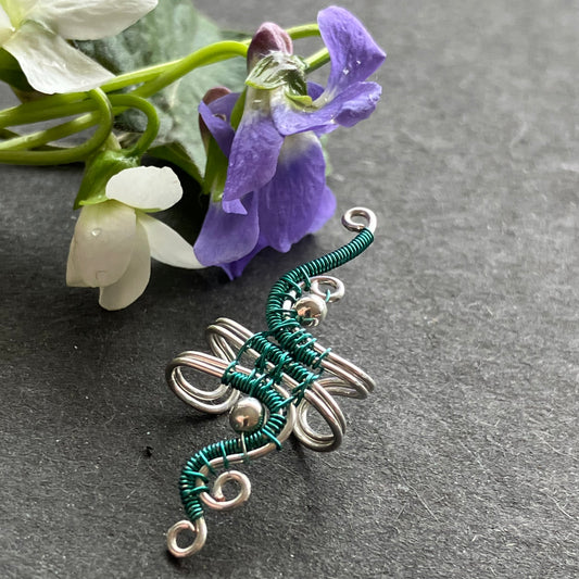Silver plated turquoise ear cuff