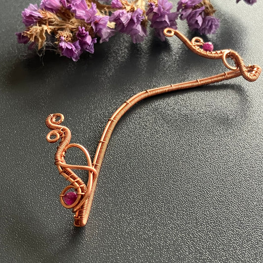 PHOENIX copper ruby ear wrap