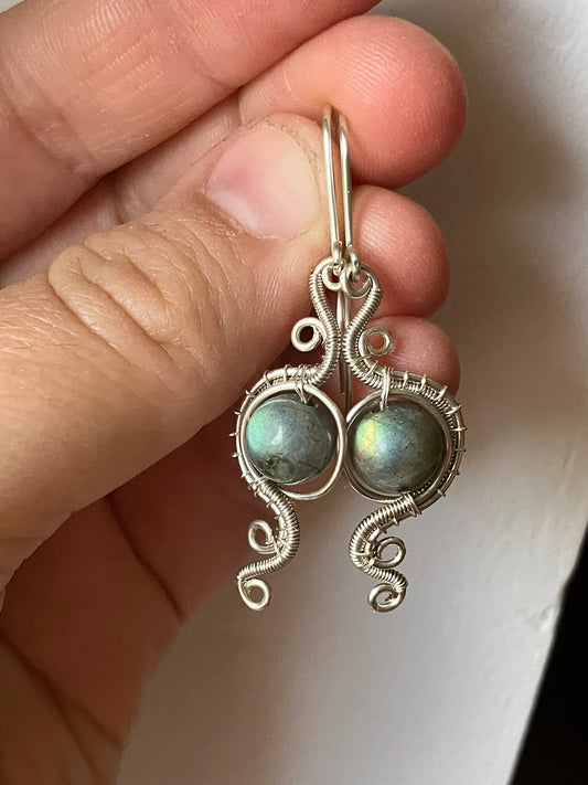Sterling silver labradorite earrings