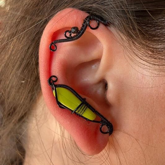 Freedom black lime green ear wrap