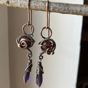 WILDFLOWER copper dark purple earrings