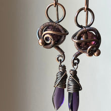 Load image into Gallery viewer, WILDFLOWER copper dark purple earrings
