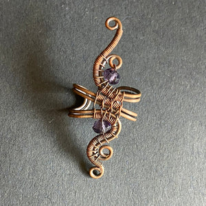 VADVIRÁG réz lila fülgyűrű
