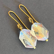 Load image into Gallery viewer, LUX brass clear crystal faceted earrings
