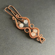 Load image into Gallery viewer, WILDFLOWER copper rose quartz earrings

