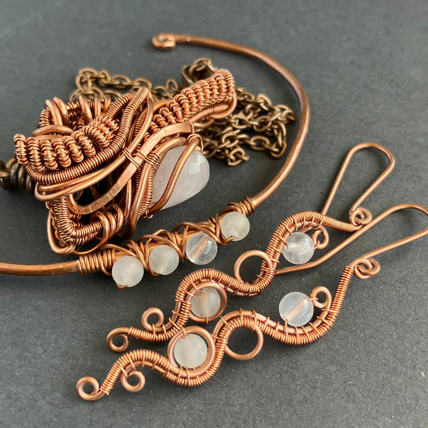 WILDFLOWER copper rose quartz set