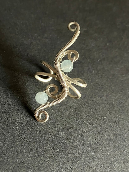Sterling silver and aquamarine ear cuff