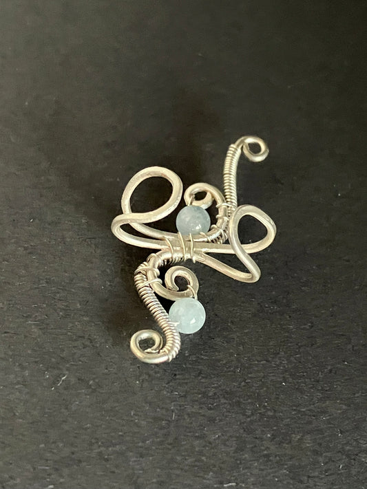 Sterling silver and aquamarine ear cuff