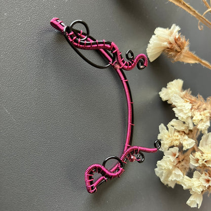 Black and pink ear wrap with garnet
