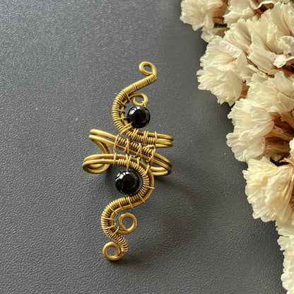 Brass onyx ear cuff