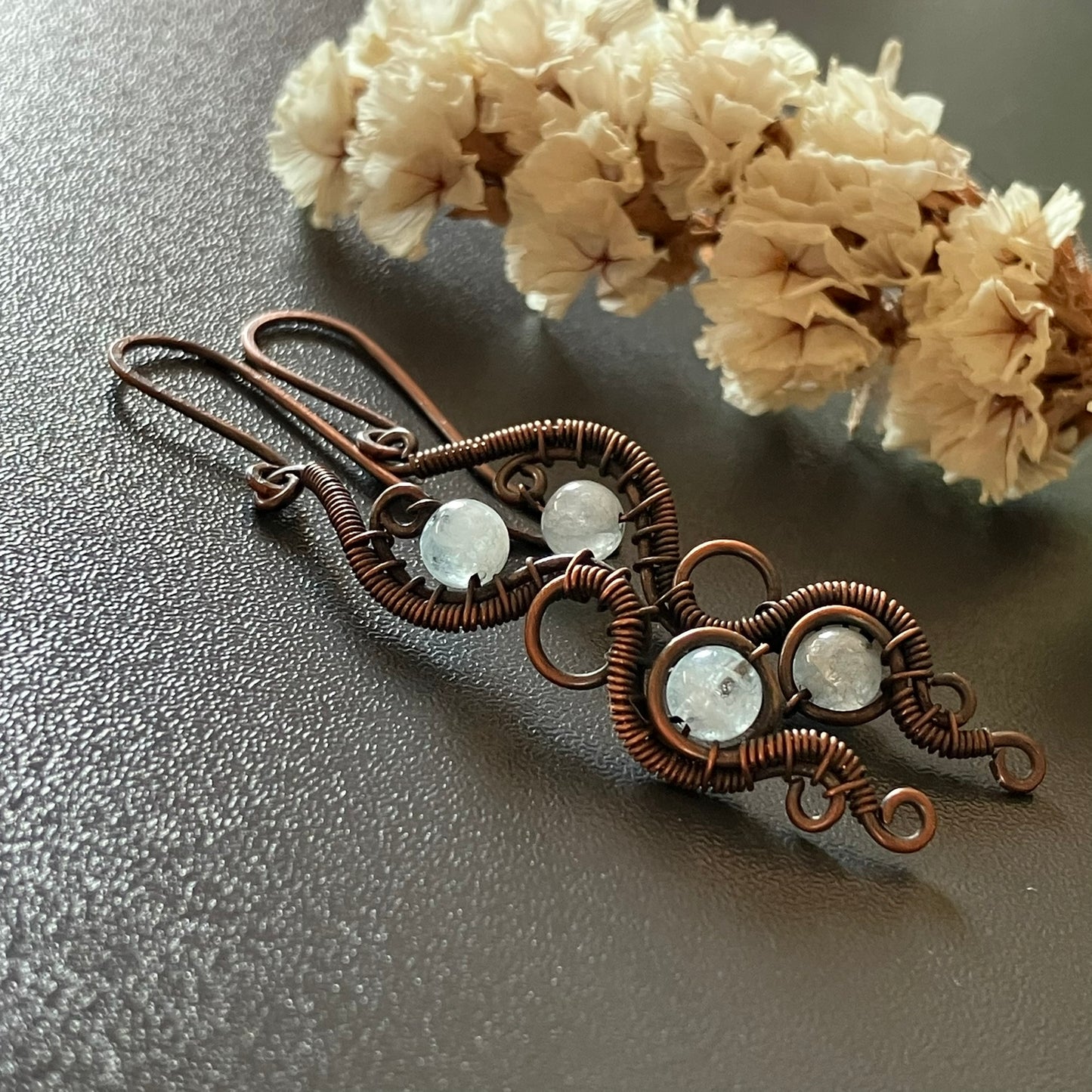 WILDFLOWER Copper aquamarine earrings