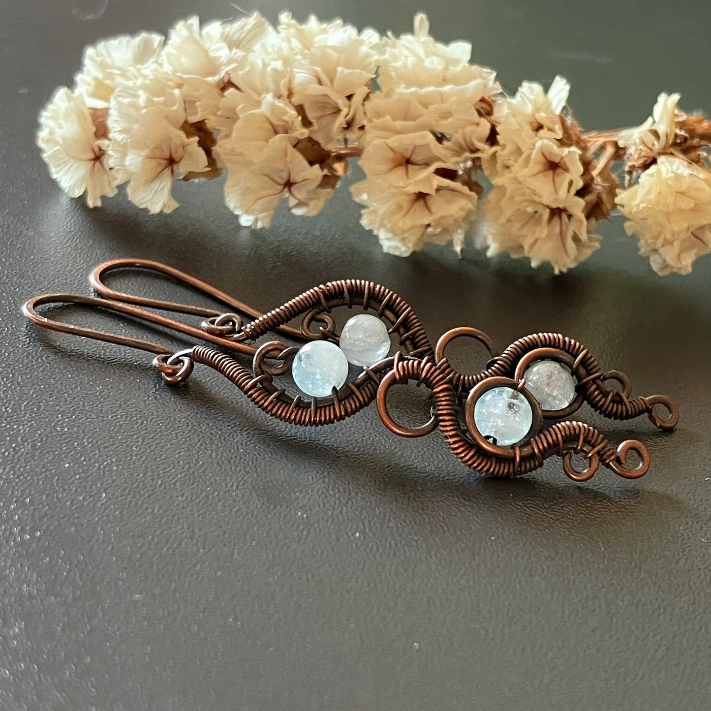 WILDFLOWER Copper aquamarine earrings