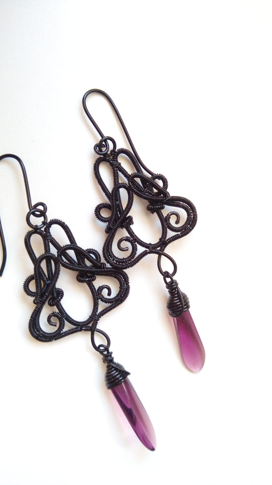 Black gothic earrings