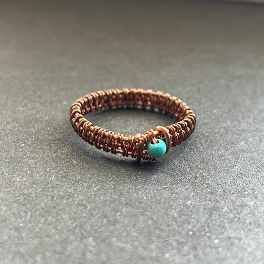 Copper and turquoise ring