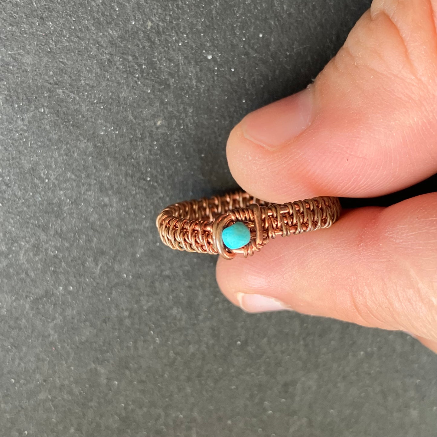 Copper and turquoise ring