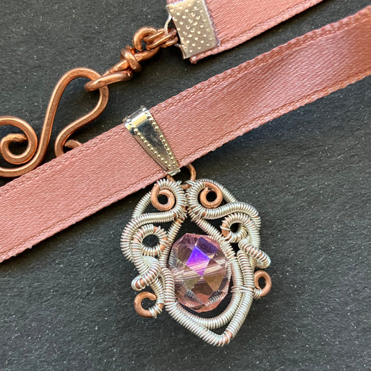 Last of Glass - pink and silver copper choker