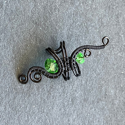 Last of Glass - black and green ear cuff