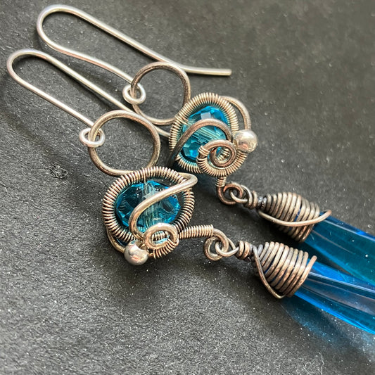 JOURNEY silver plated blue earrings