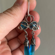 Load image into Gallery viewer, JOURNEY silver plated blue earrings
