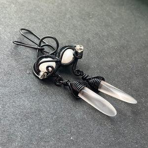 Gothic black and white earrings