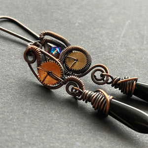 PHOENIX asymmetrical copper earrings