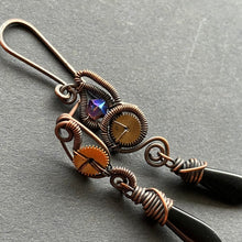 Load image into Gallery viewer, PHOENIX asymmetrical copper earrings
